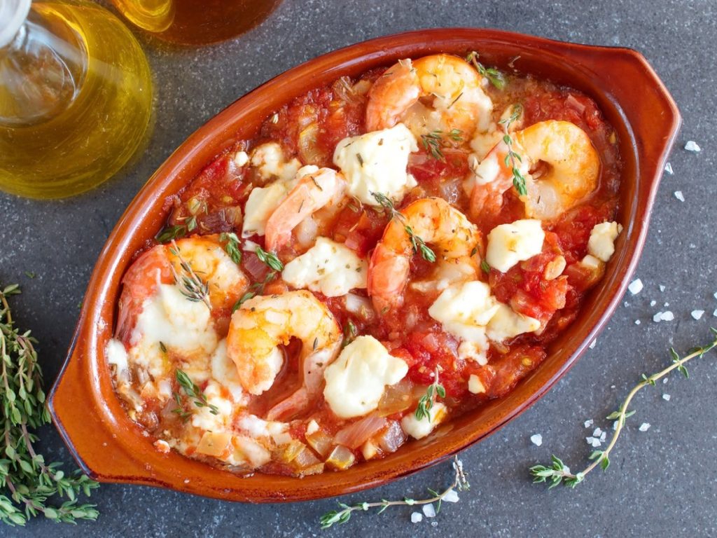 Vahemere stiilis krevetid feta juustuga