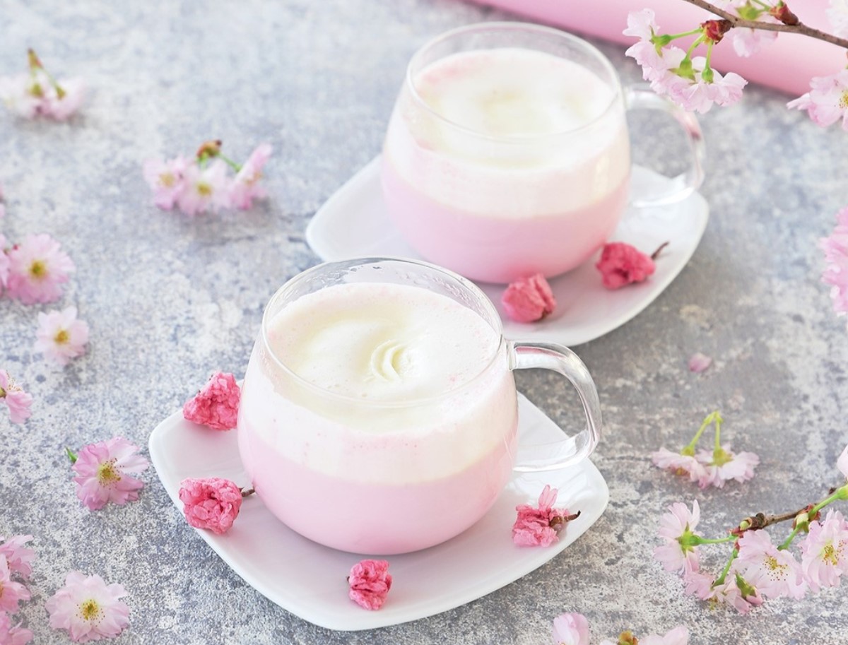 Sakura Latte kodus: trendikas kirsiõiejook