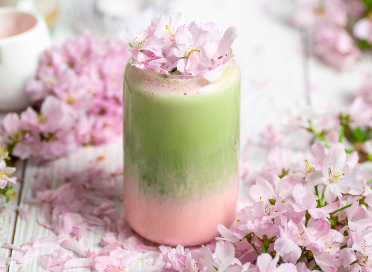 Sakura Latte kodus: trendikas kirsiõiejook