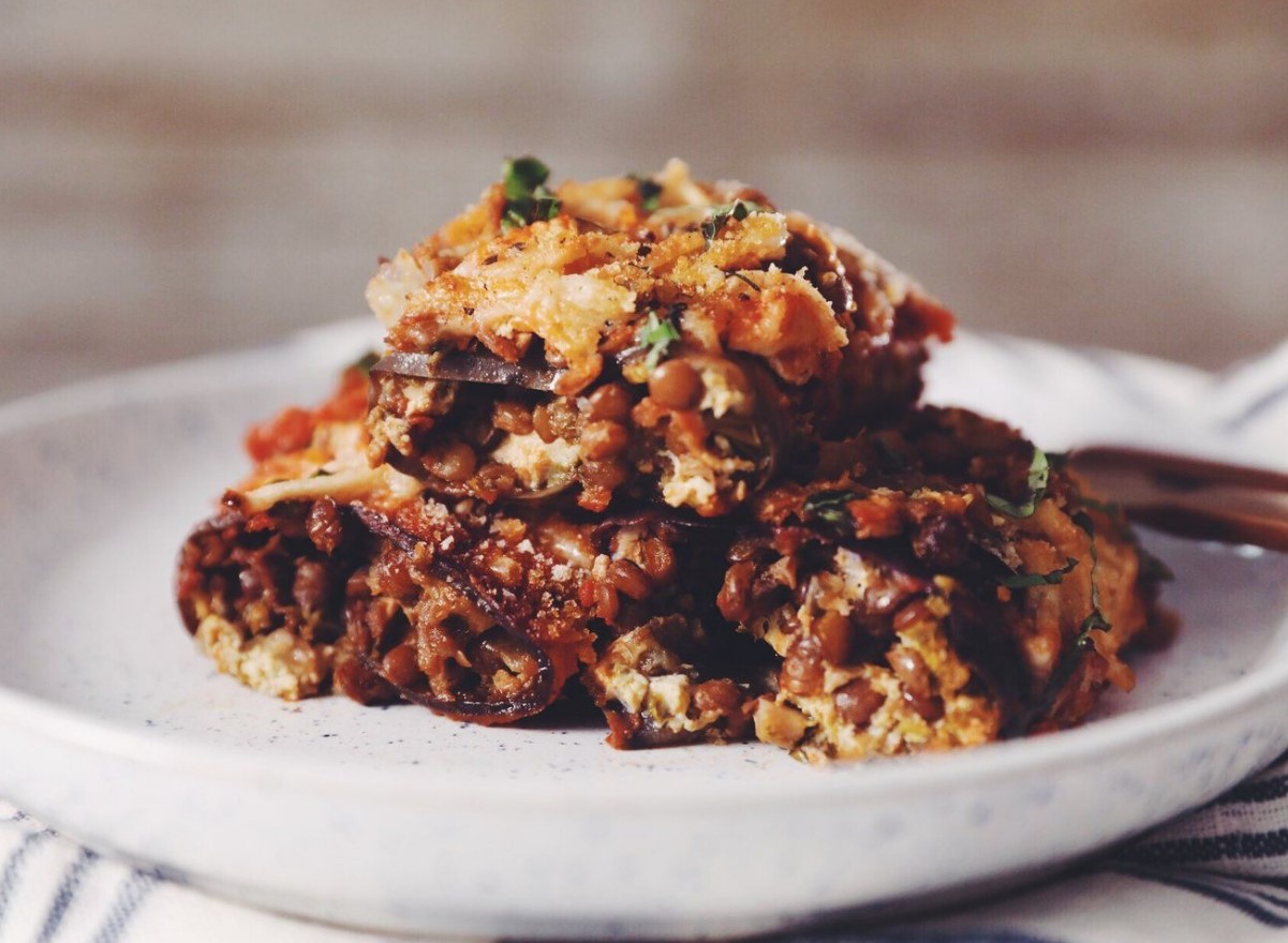 Itaaliapärase kerguse jõulud: vegan lasanje baklažaanidest ja tofust mee-sinepikastmega